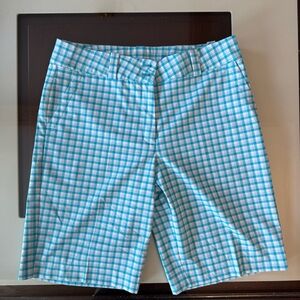 Nike Teal and White Plaid Men's Shorts